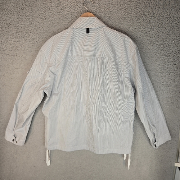 Rage & Bone Cade Mens Poplin Lightweight Jacket Sz L Light Blue & White Stripes - Picture 8 of 15